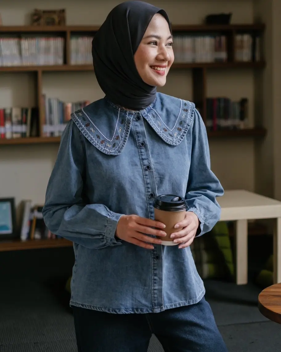 Piruza Denim Shirt Kode 63A Medium Blue