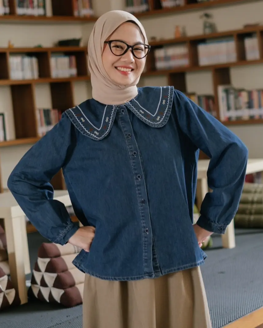 Piruza Denim Shirt Kode 63A Dark Blue