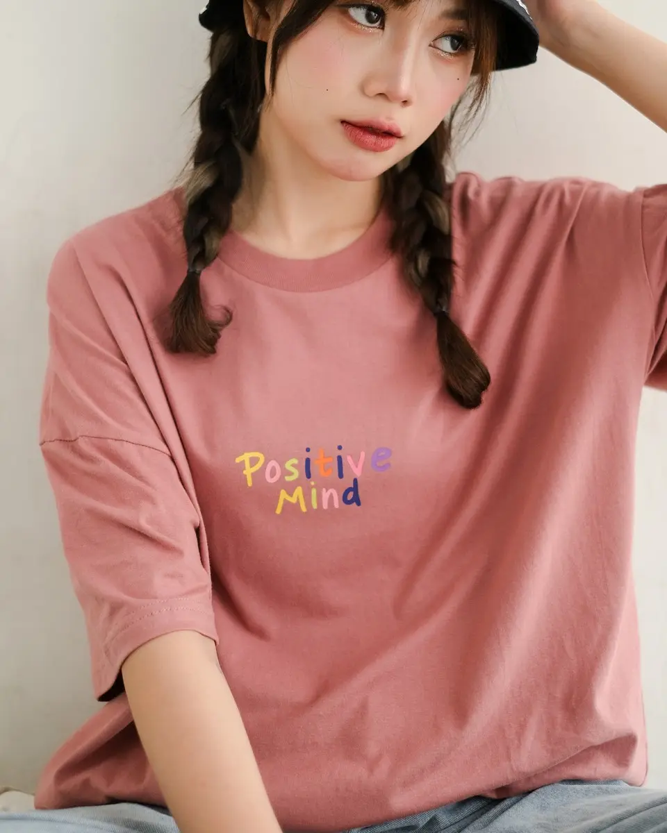 Positive Mind T-Shirt Dusty Rose - Image 2