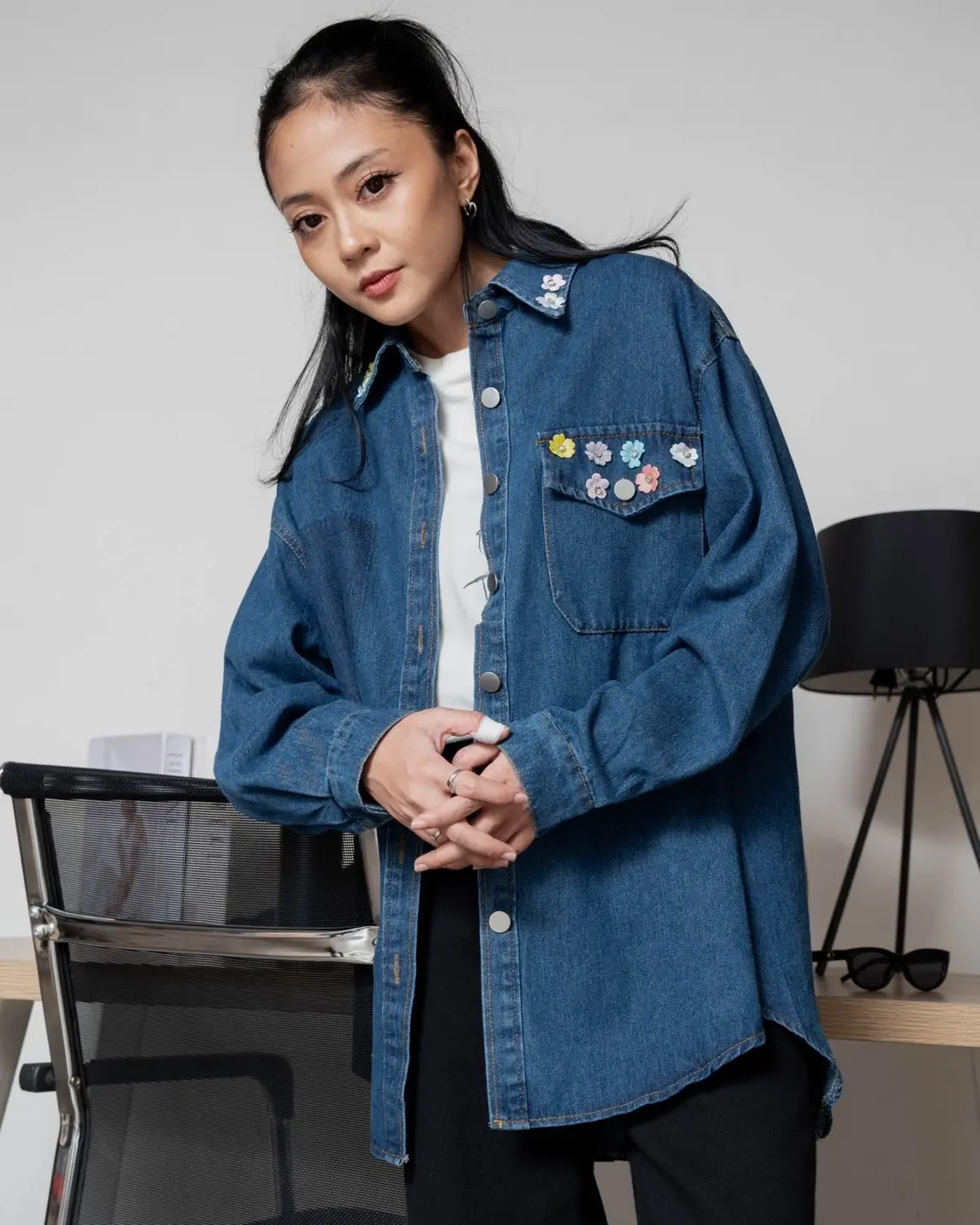 Yasfa Denim Shirt Dark Blue - Image 3