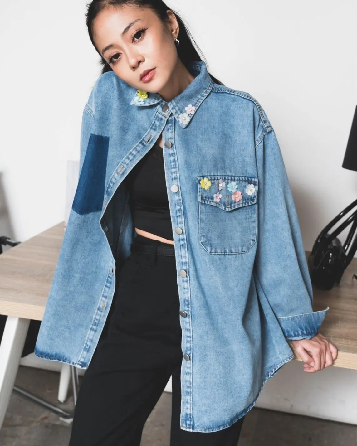 Yasfa Denim Shirt Light Blue - Image 3