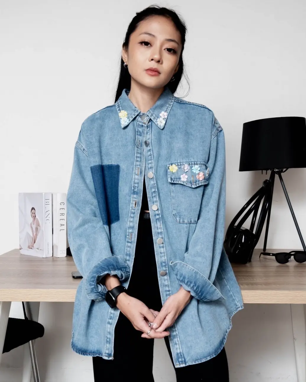 Yasfa Denim Shirt Light Blue - Image 2