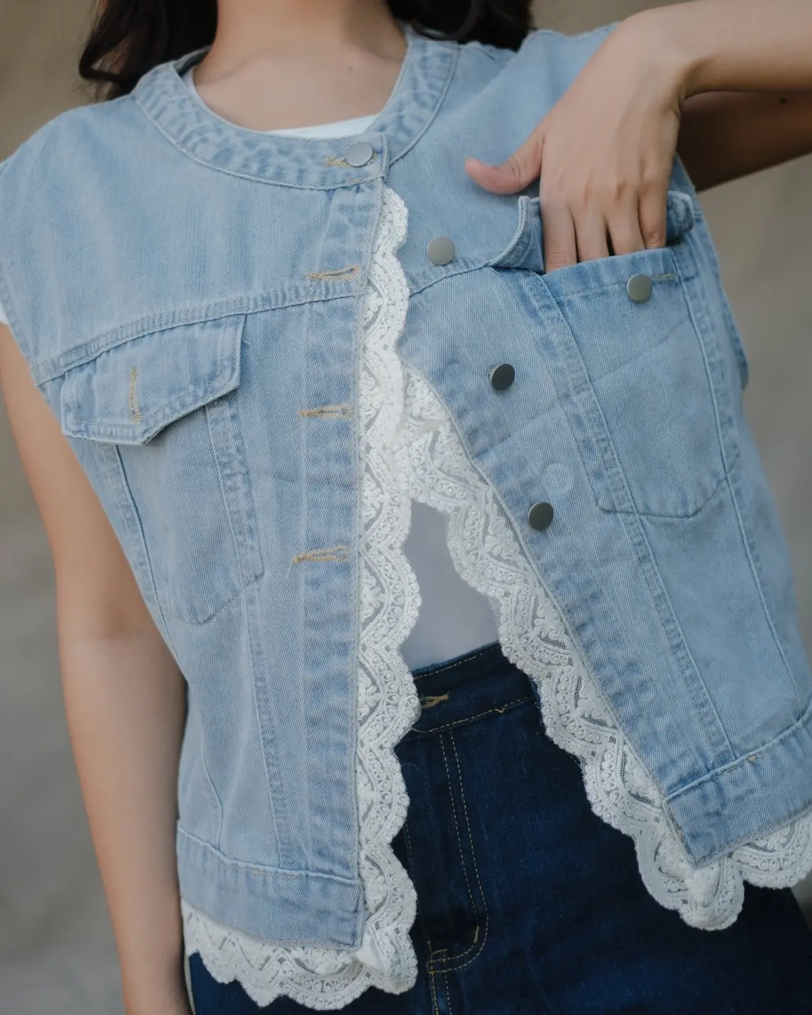 Radeya Denim Vest Kode 156A Light Blue - Image 2