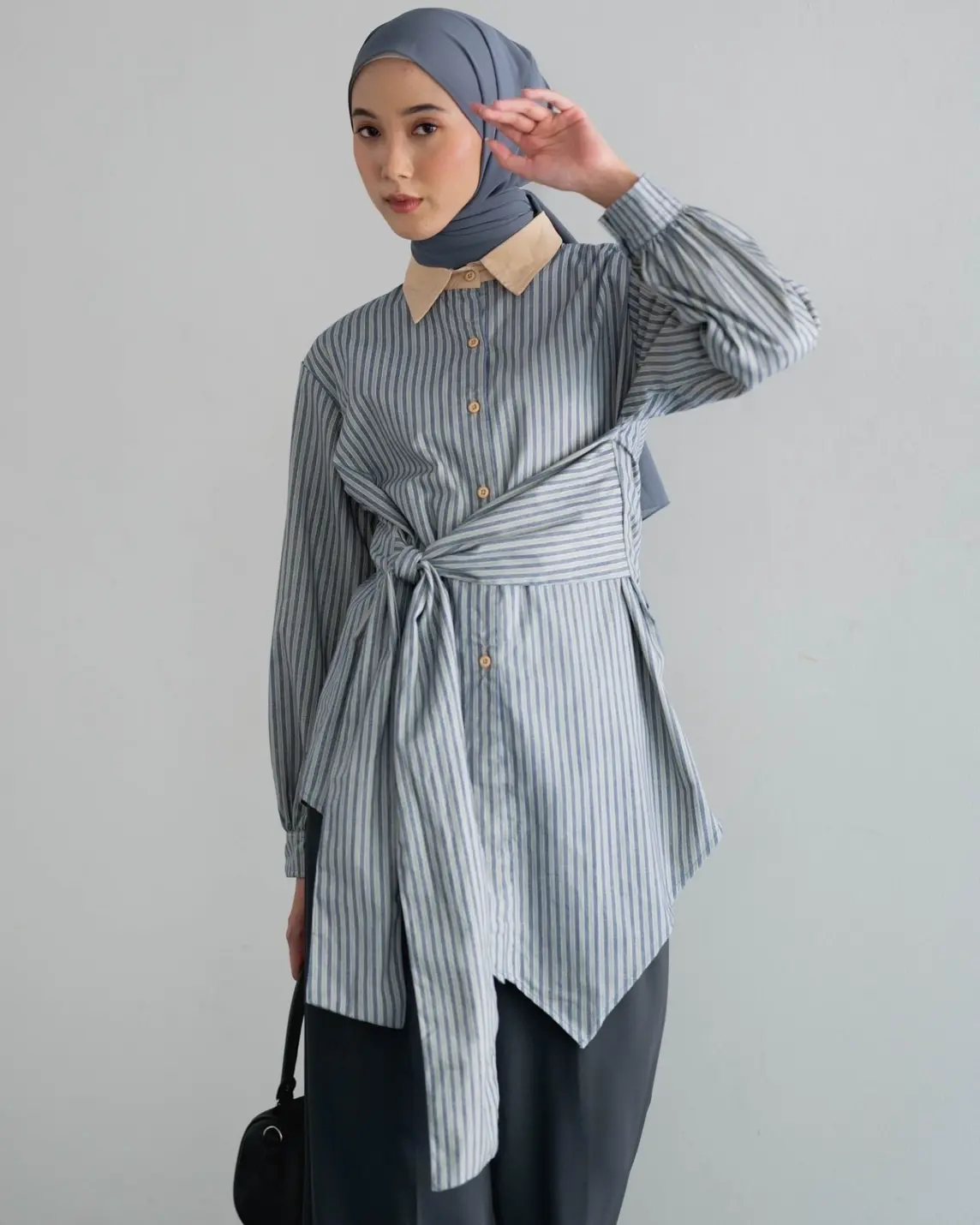 Rytse Stripe Shirt Cream - Image 2