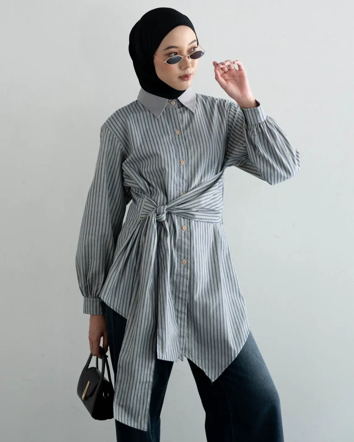 Rytse Stripe Shirt Grey - Image 2