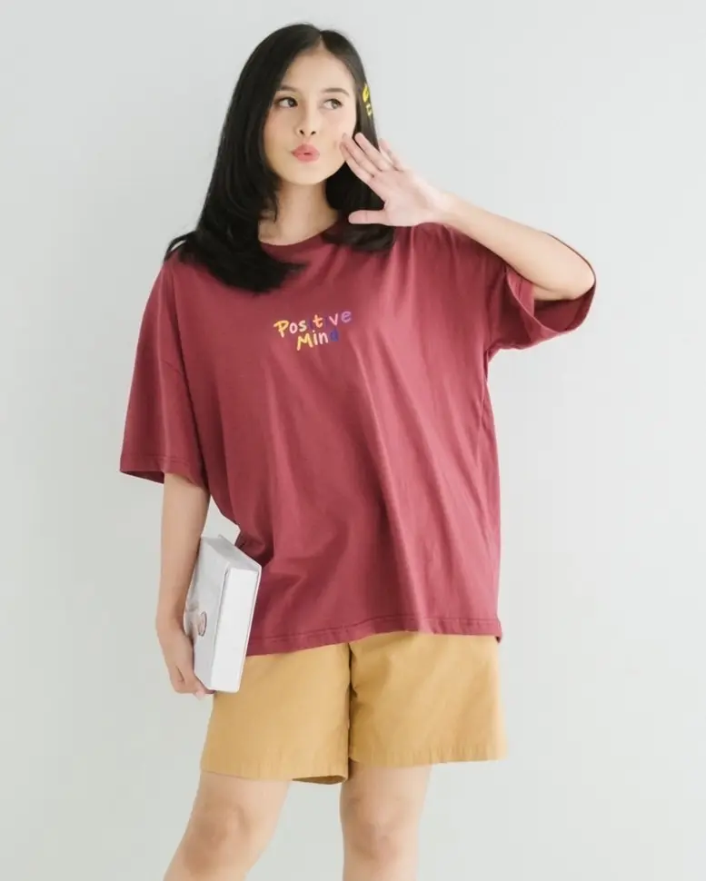 Positive Mind T-Shirt Red Plum