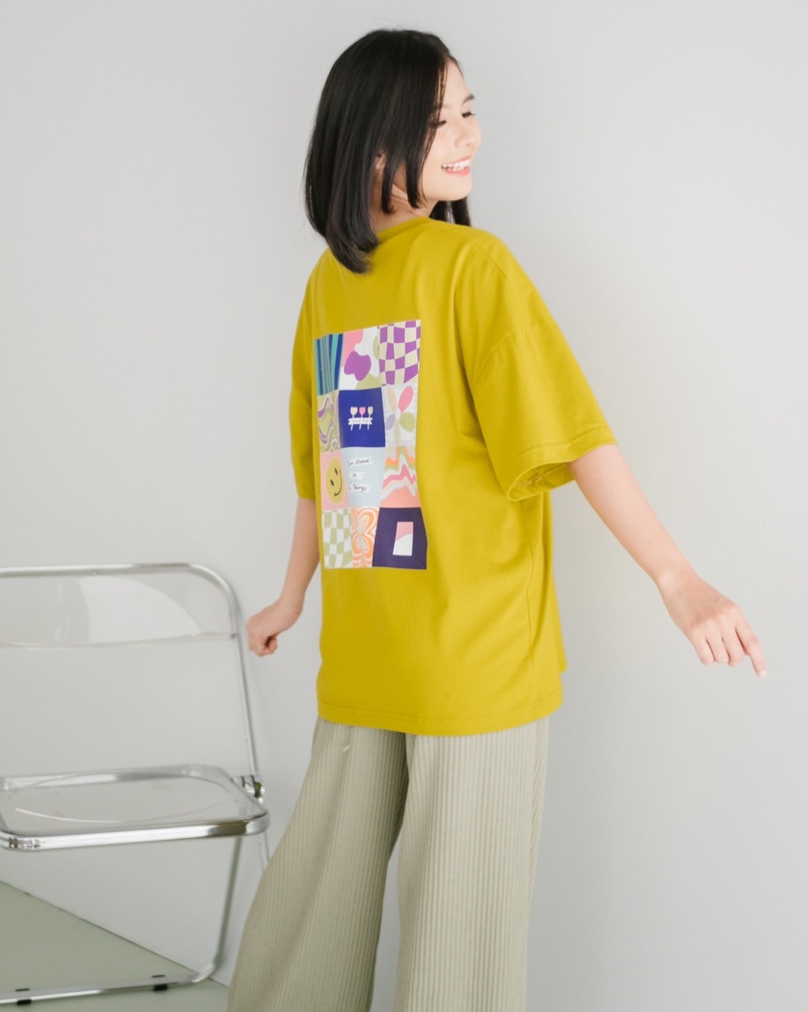 Positive Mind T-Shirt Light Mustard - Image 3