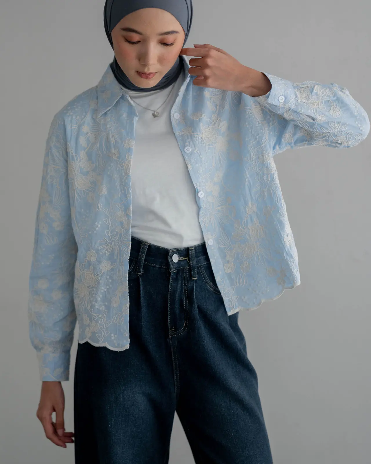 Oenzi Shirt Kode 234A / 9060 Sky Blue - Image 2