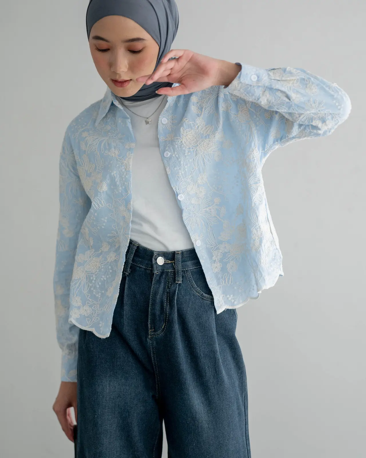 Oenzi Shirt Kode 234A / 9060 Sky Blue - Image 3