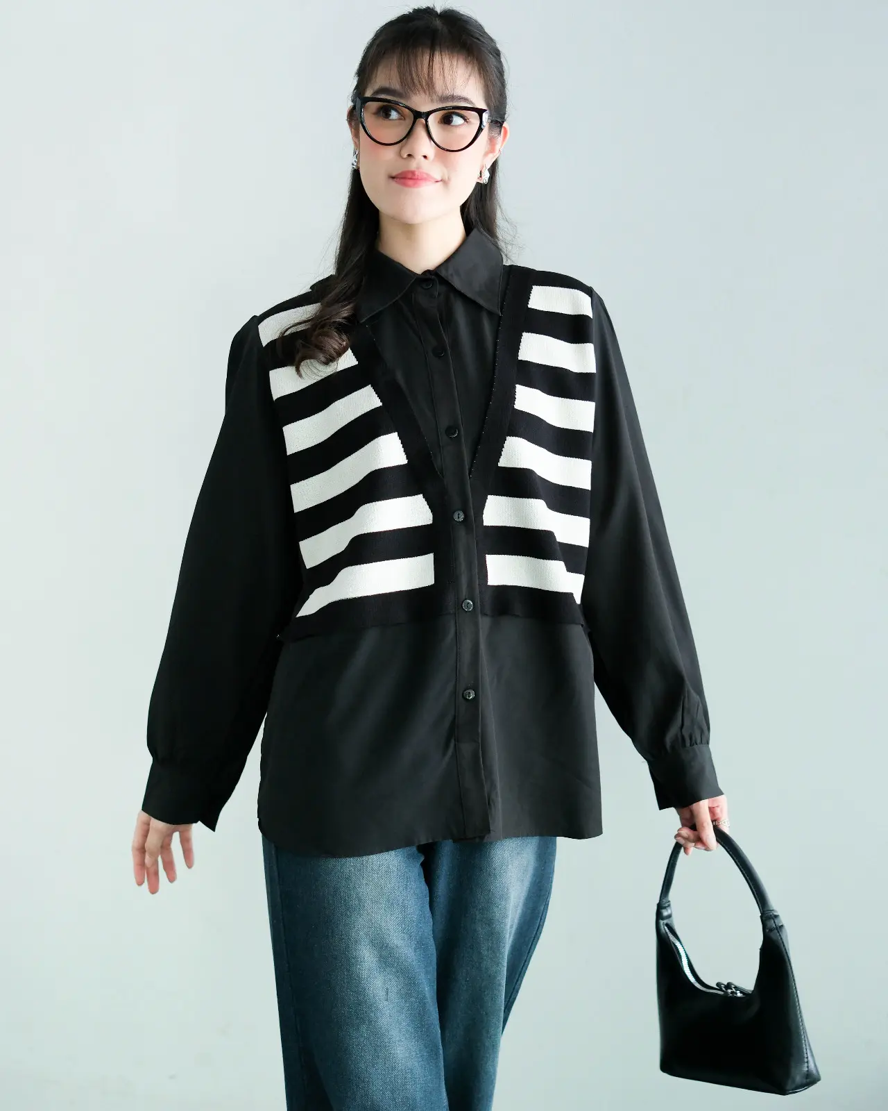 Hasna Shirt Kode 154B Black