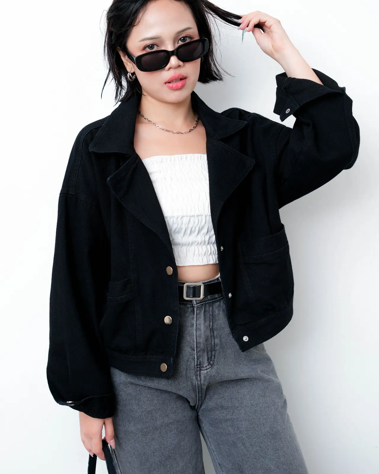 Qiandra Denim Jacket Kode 165B Black - Image 2