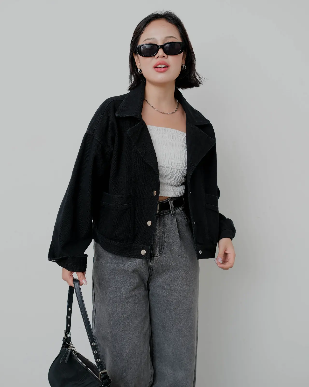 Qiandra Denim Jacket Kode 165B Black
