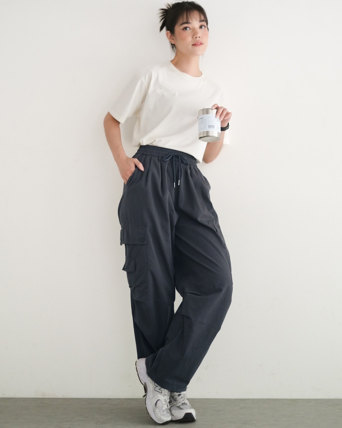 Xaviela Cargo Pants Kode 166A Dark Grey - Image 2