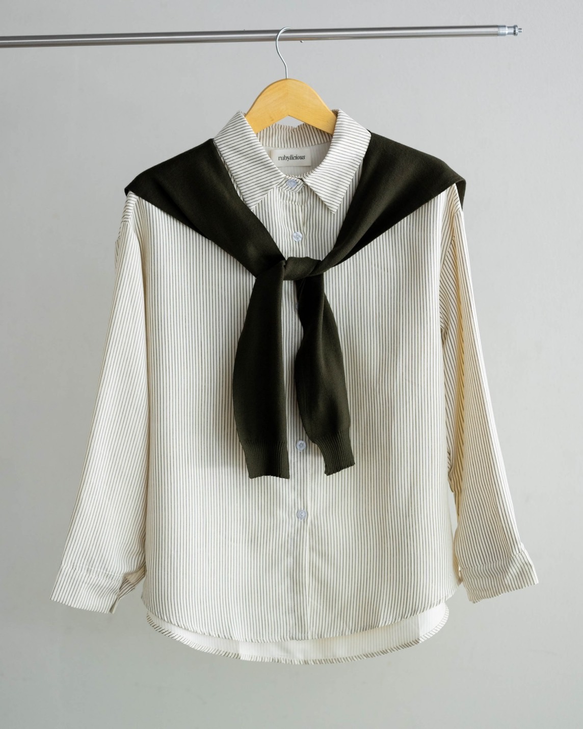 Akeyla Shirt Kode 141B Beige-Army - Image 3