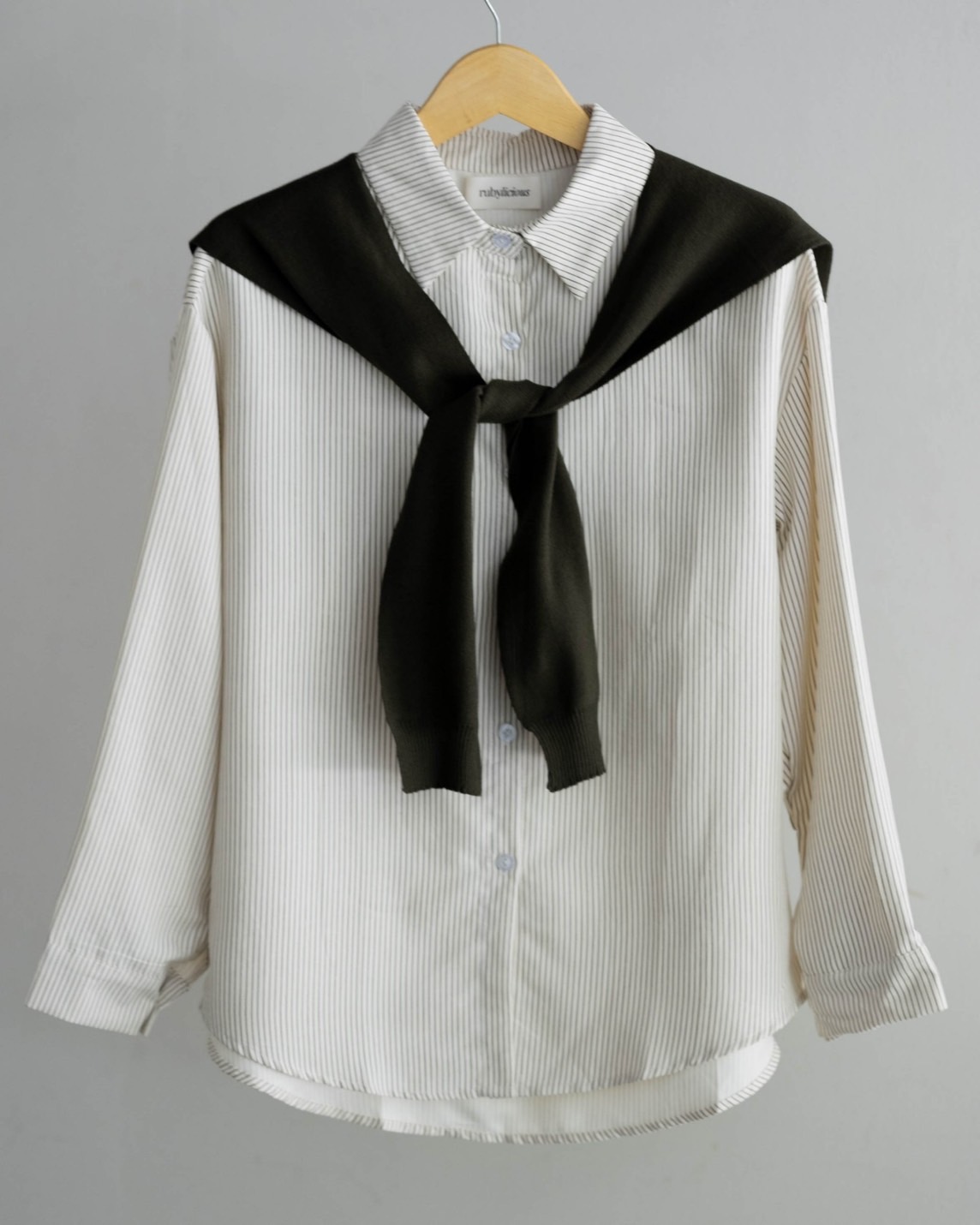 Akeyla Shirt Kode 141B Beige-Army - Image 2