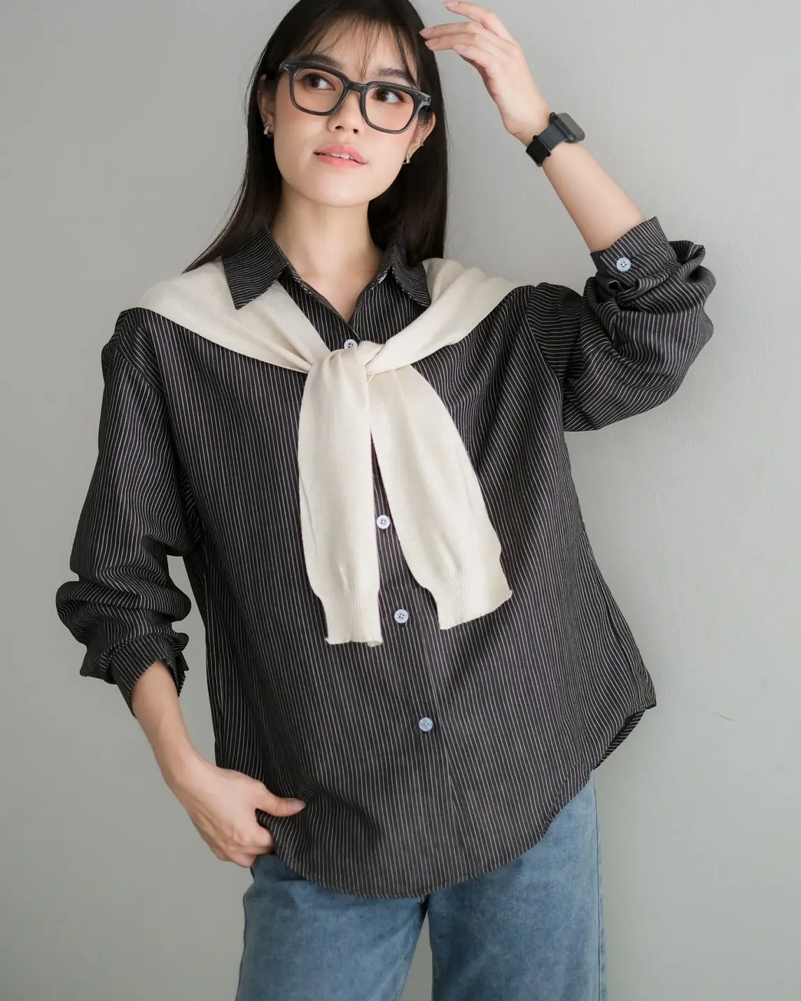 Akeyla Shirt Kode 141B Black-Beige - Image 3