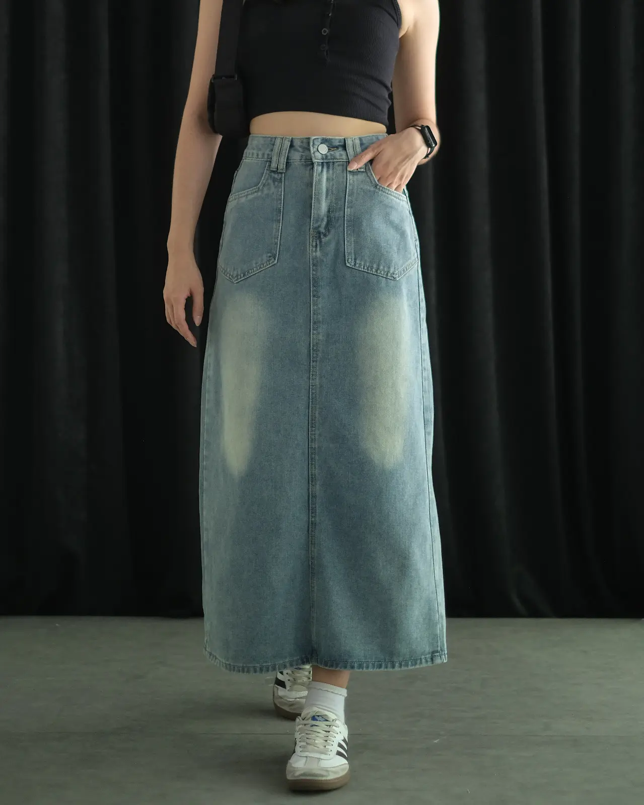 Chaney Denim Skirt Kode 169A Light Blue