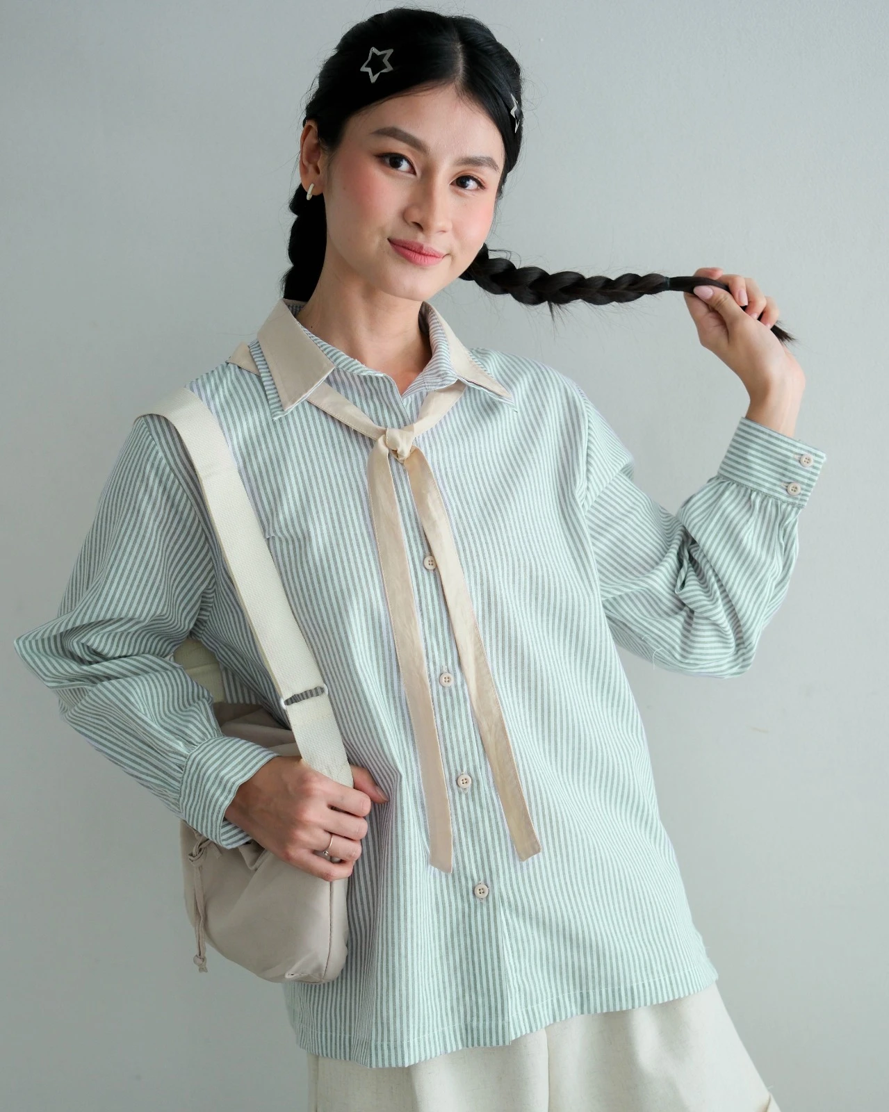 Joya Stripe Shirt Mint - Image 3