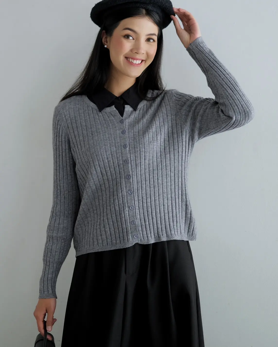 Biruni Cardigan Kode 287C Misty Grey