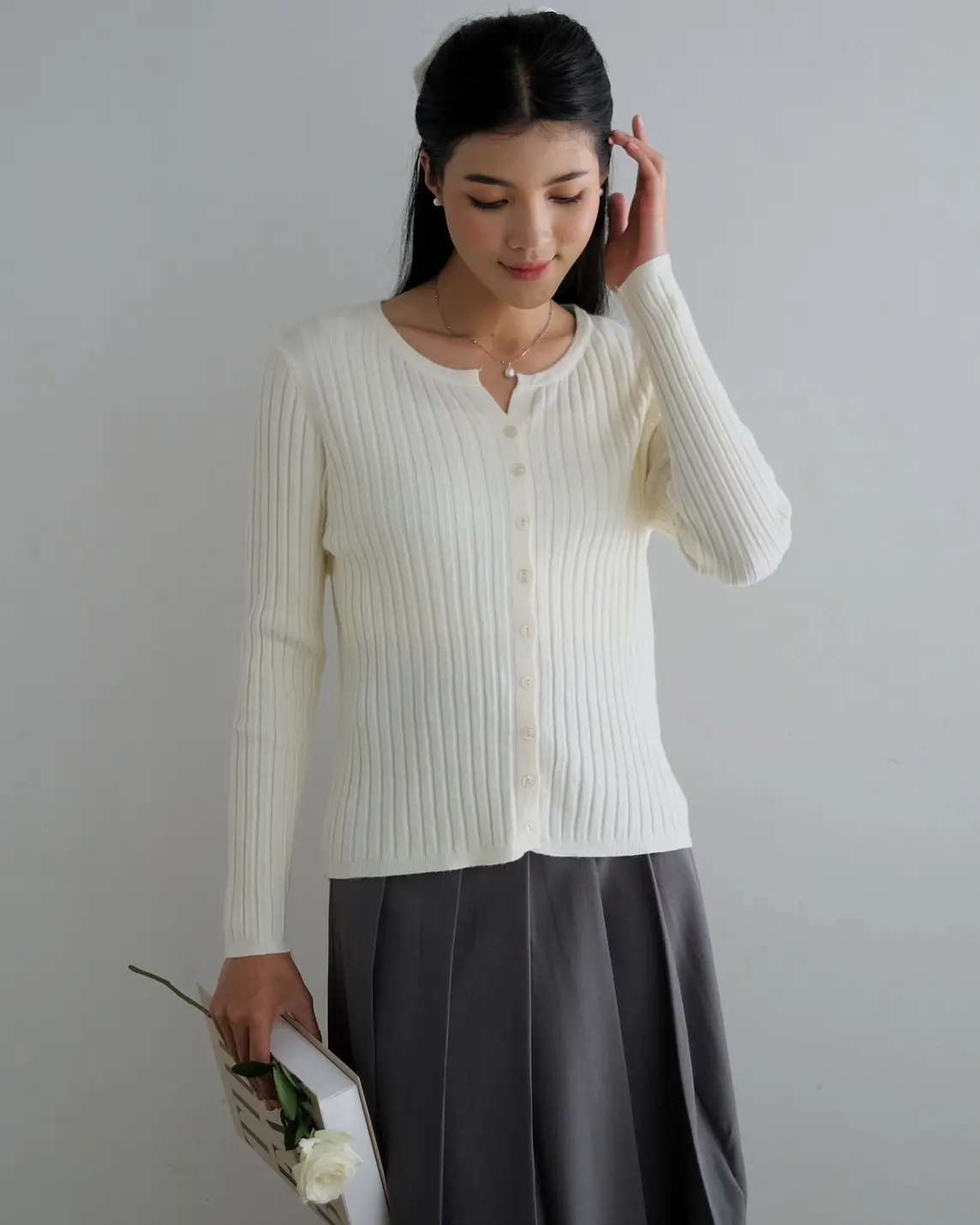 Biruni Cardigan Kode 287C Ivory - Image 3