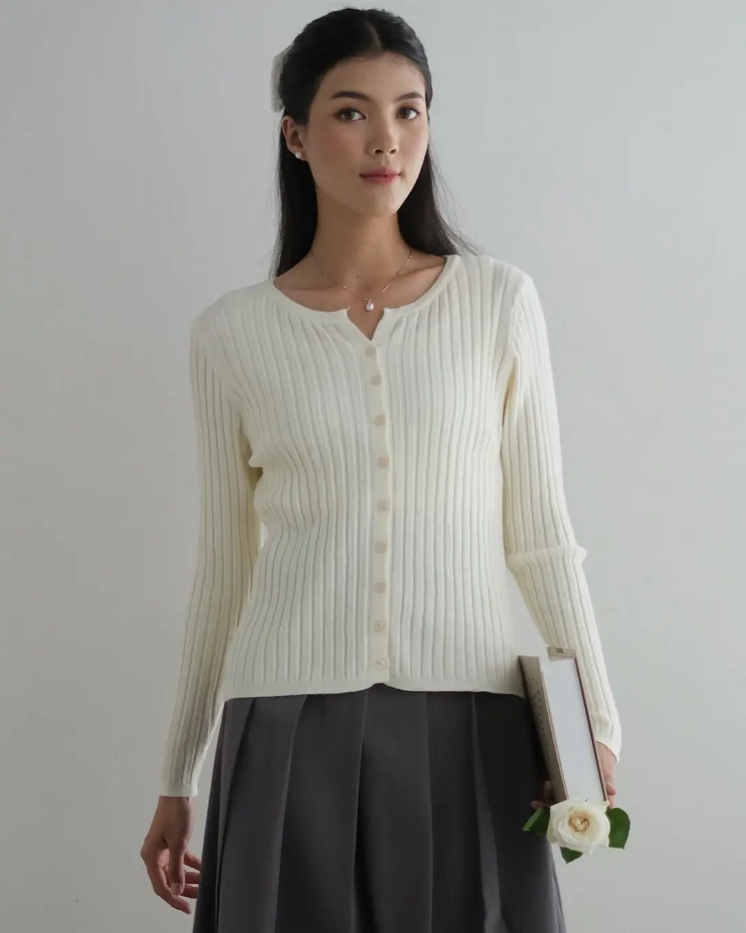 Biruni Cardigan Kode 287C Ivory - Image 4