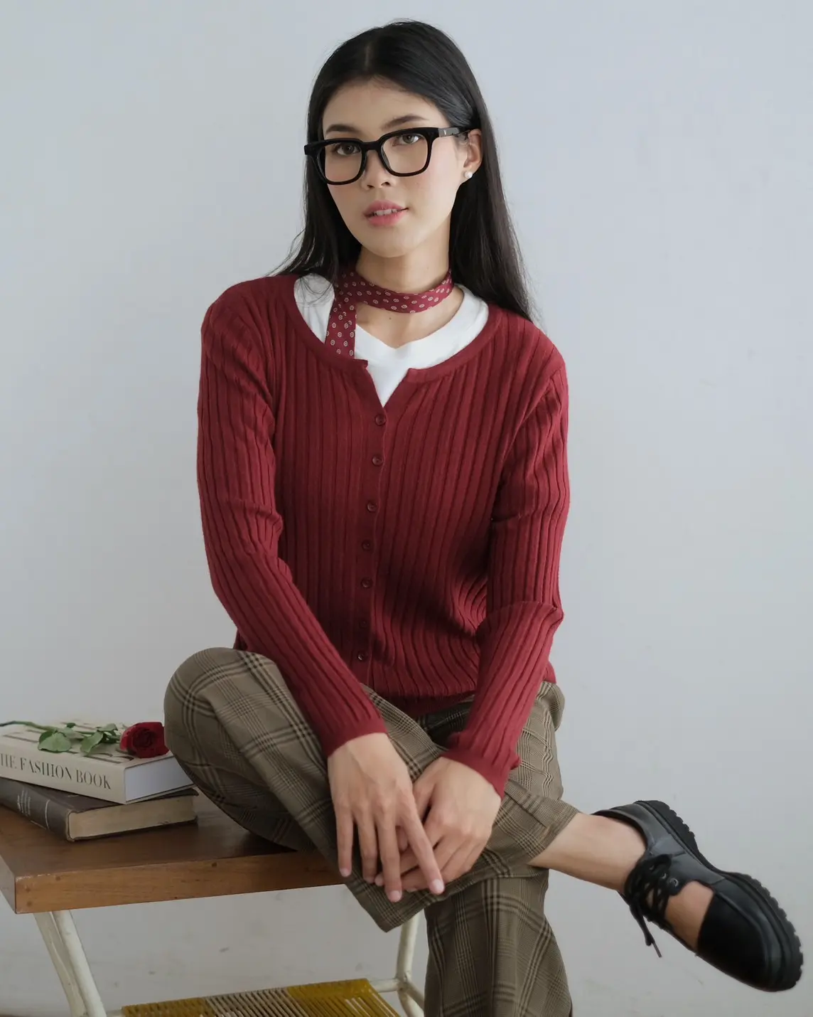 Biruni Cardigan Kode 287C Maroon