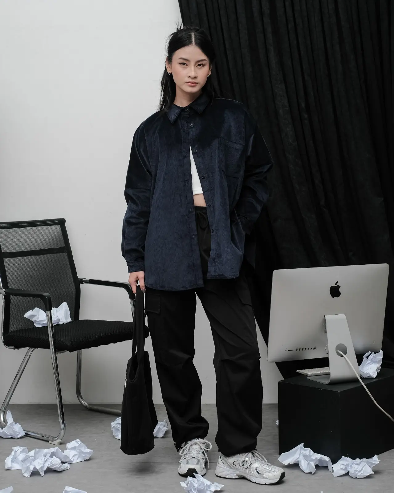 Raquel Corduroy Shirt Navy - Image 2