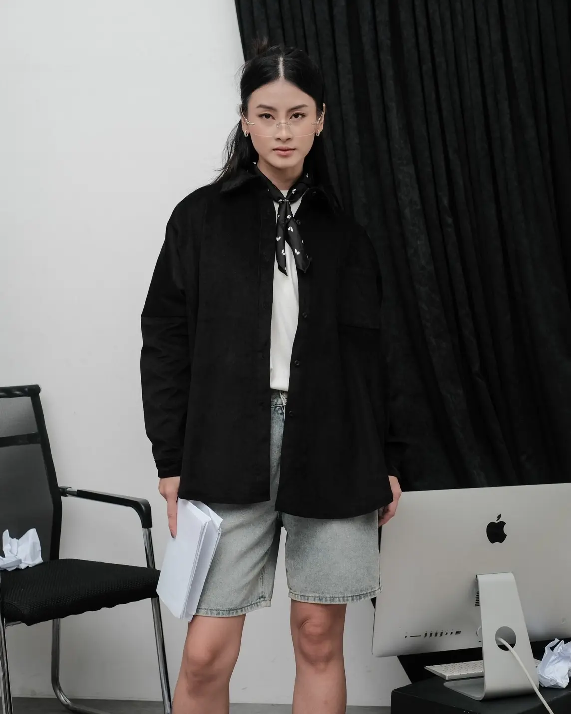 Raquel Corduroy Shirt Black - Image 2