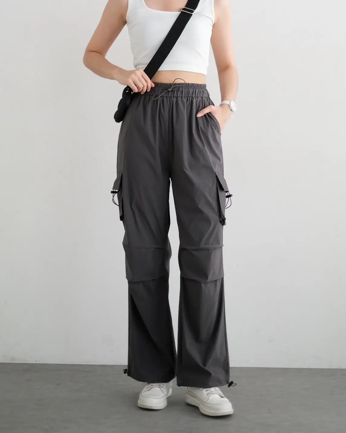 Yeva Cargo Pants Kode 144A Dark Grey