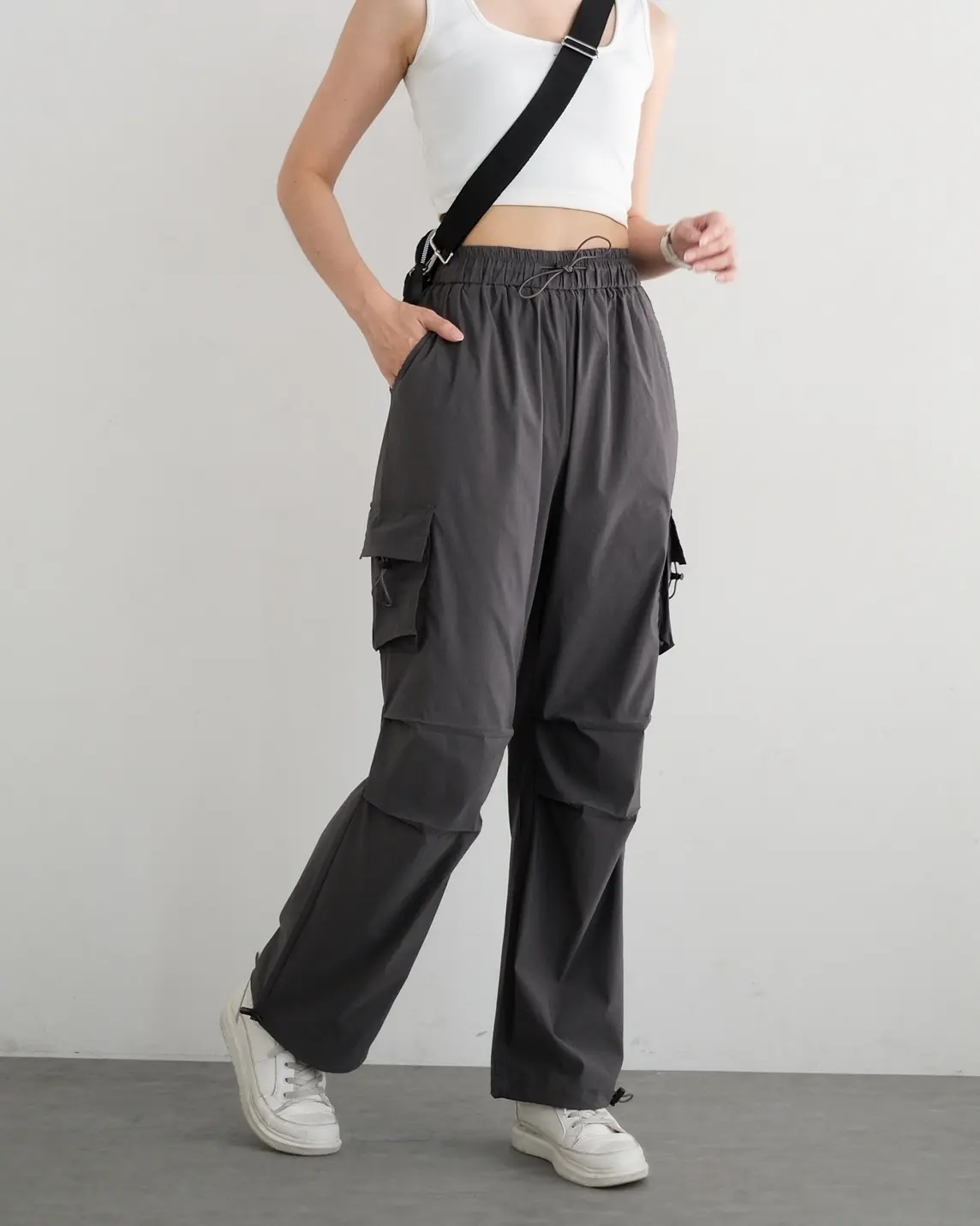 Yeva Cargo Pants Kode 144A Dark Grey - Image 2