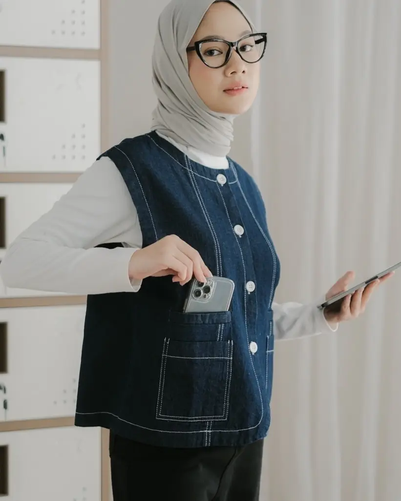 Yoli Denim Vest Dark Blue - Image 3