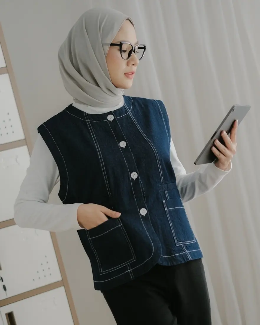 Yoli Denim Vest Dark Blue - Image 2