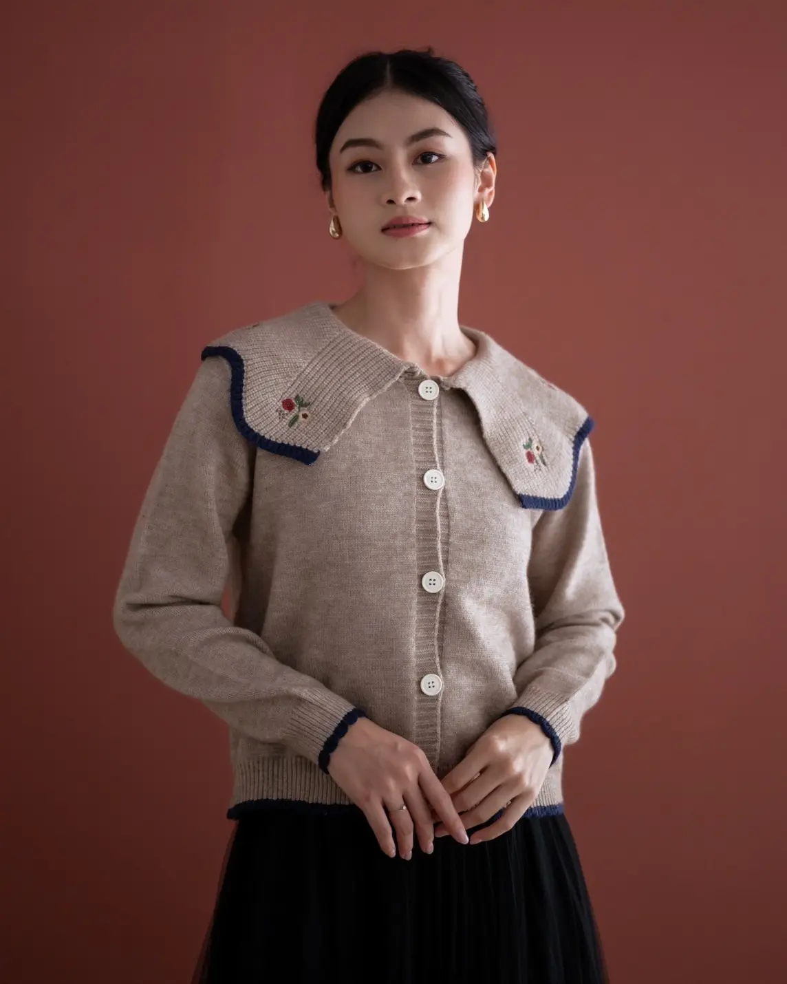 Electa Cardigan Kode 243C Khaki - Image 2