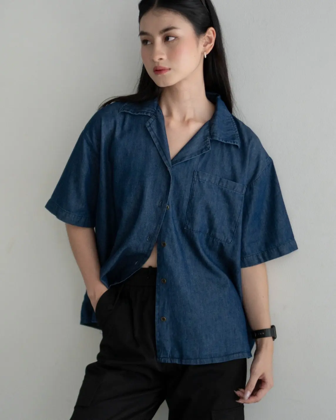 Charya Denim Shirt Dark Blue - Image 2
