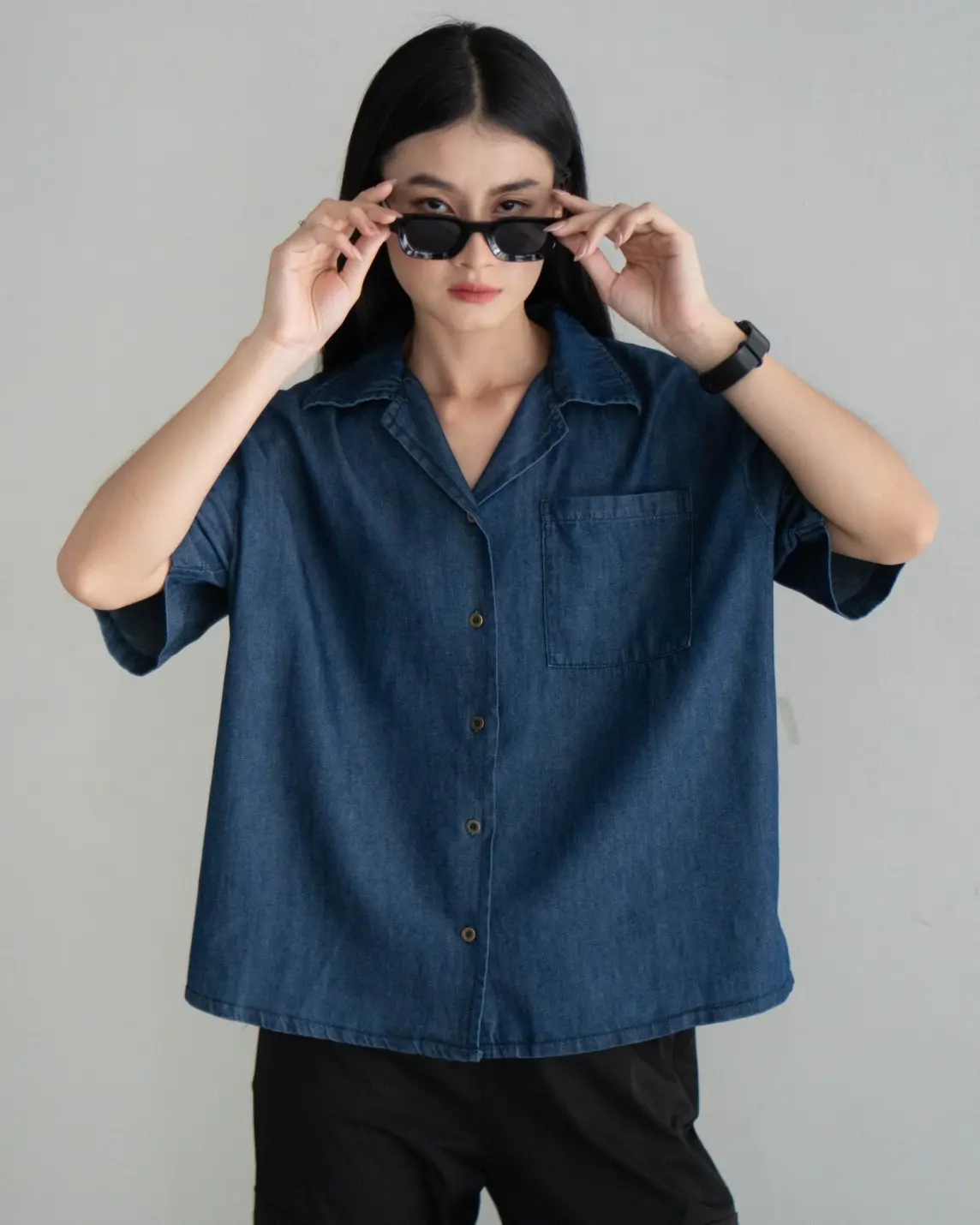 Charya Denim Shirt Dark Blue