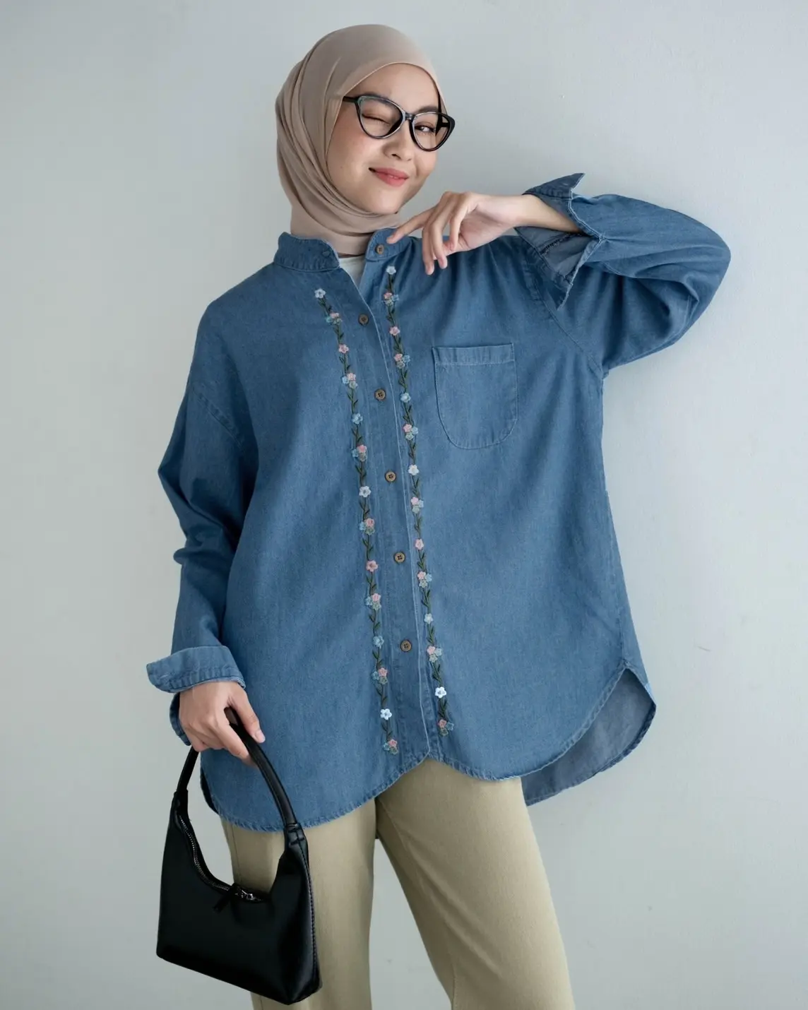 Crystal Denim Shirt Kode Lm4600 Medium Blue