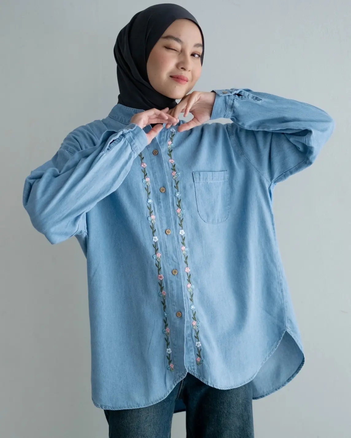 Crystal Denim Shirt Kode Lm4600 Light Blue - Image 2