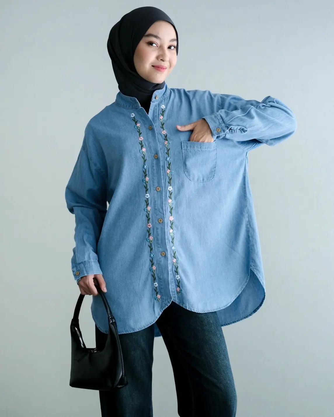 Crystal Denim Shirt Kode Lm4600 Light Blue