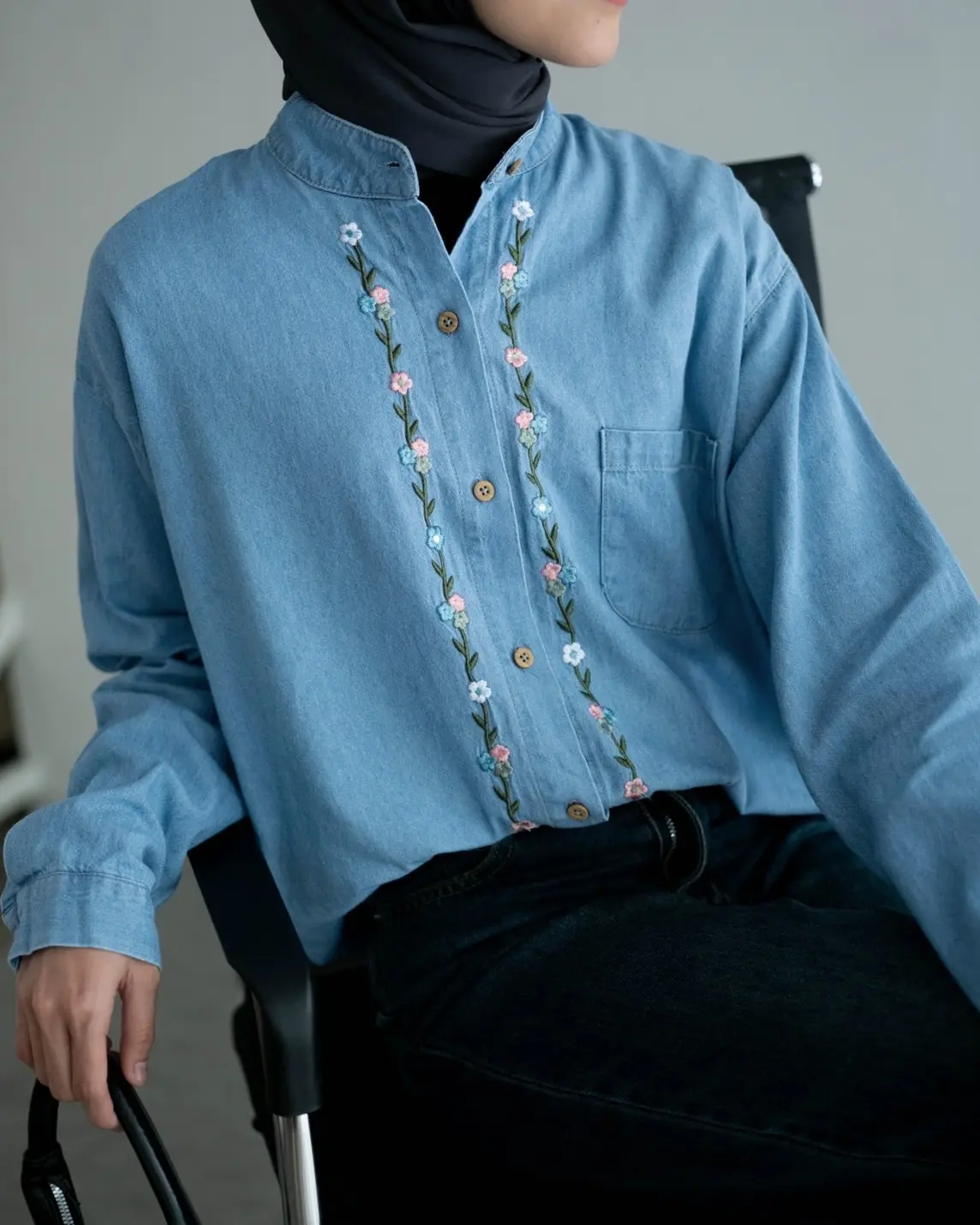 Crystal Denim Shirt Kode Lm4600 Light Blue - Image 3