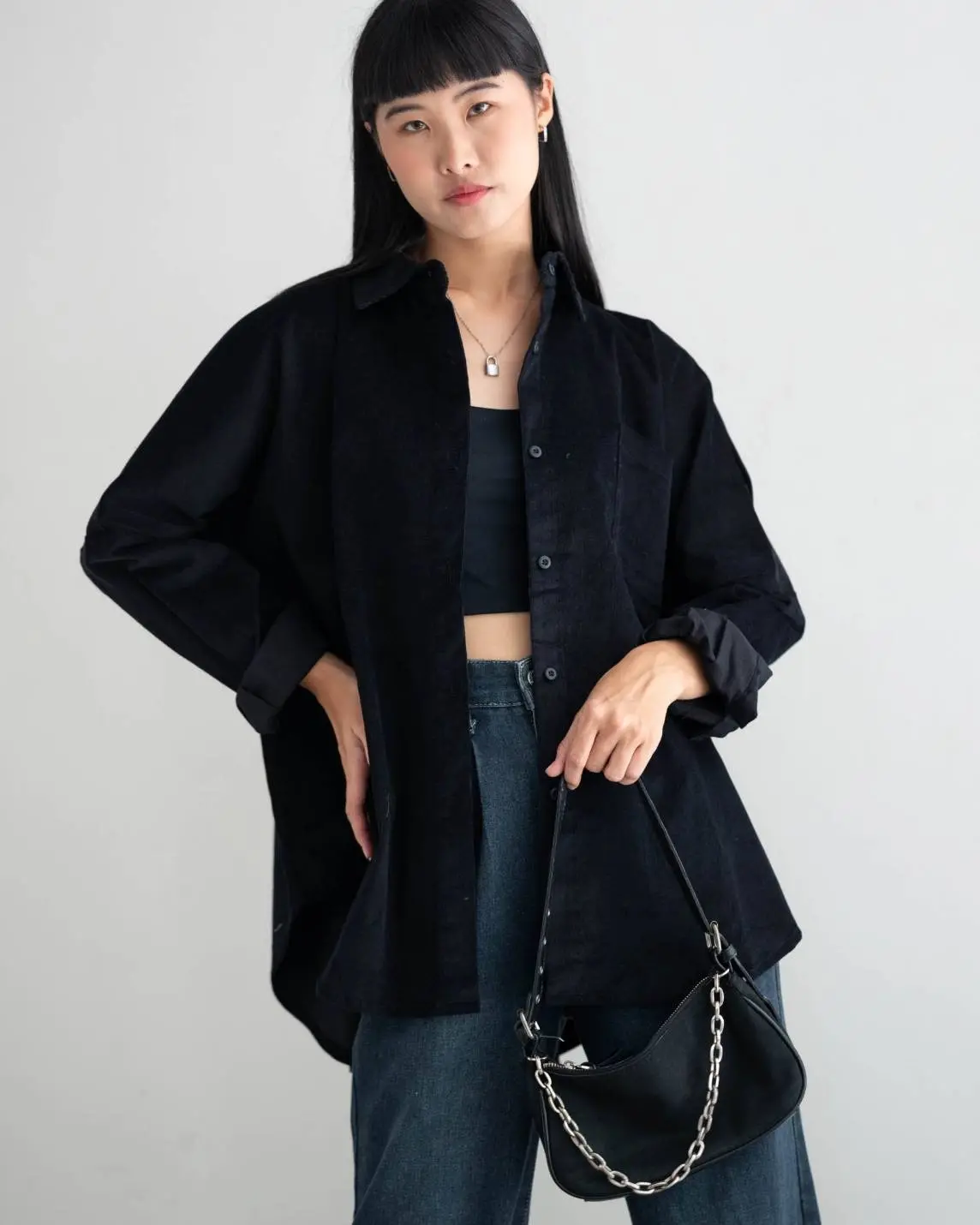 Jena Corduroy Shirt Black - Image 2