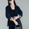 Mazaya Corduroy Blazer Navy - Image 2