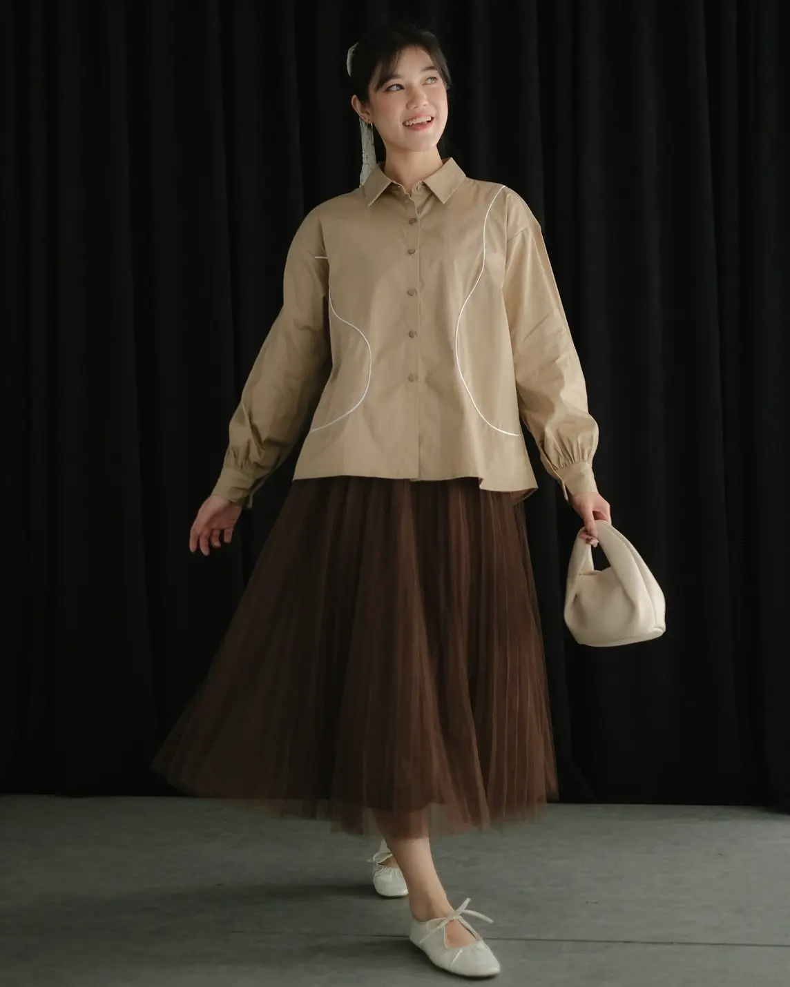 Monica Shirt Kode 1391 Khaki - Image 2
