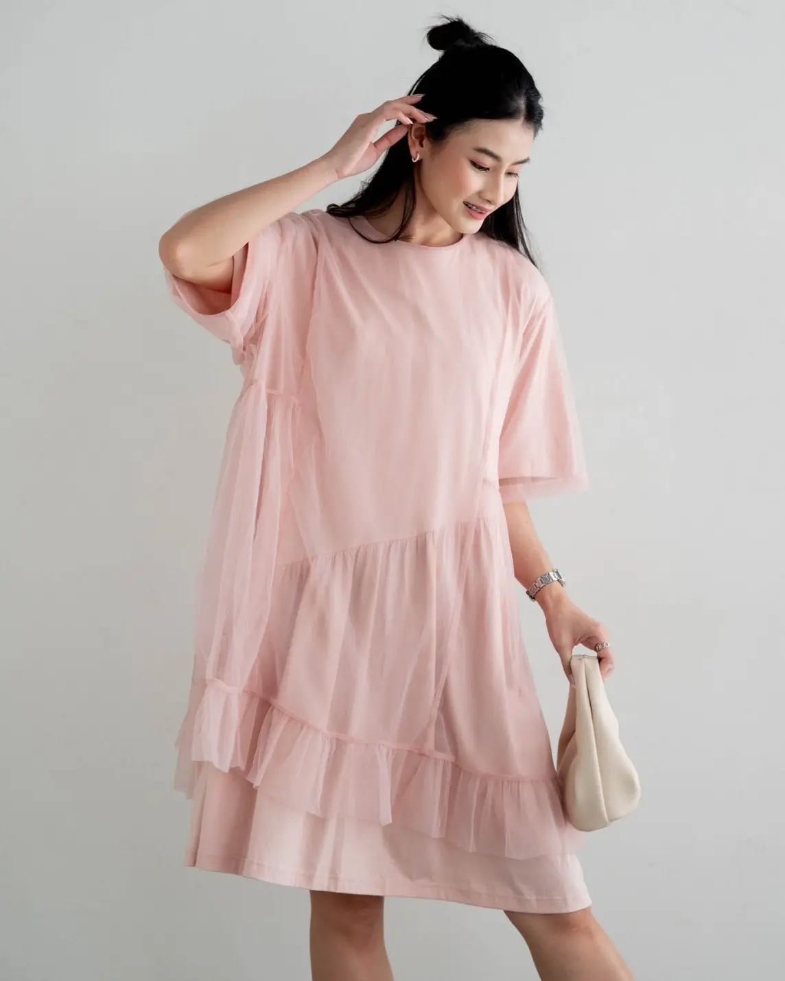 Portia Midi Dress Pink - Image 2
