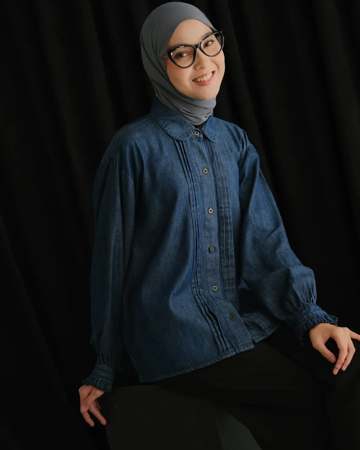 Vania Denim Shirt Dark Blue - Image 4
