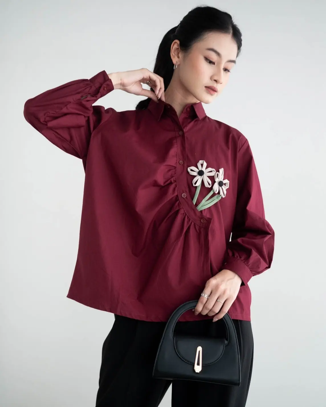 Demitri Shirt Maroon - Image 2