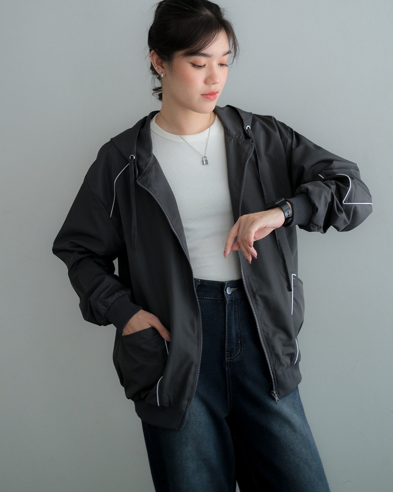Akio Jacket Dark Grey - Image 3