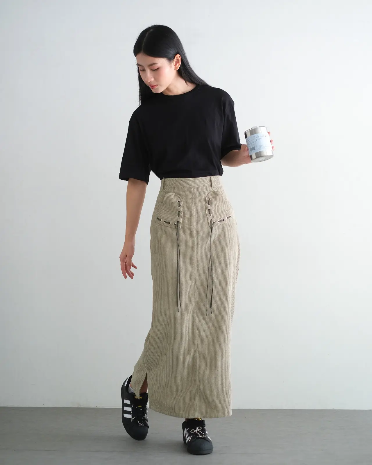 Galael Corduroy Skirt Olive - Image 2