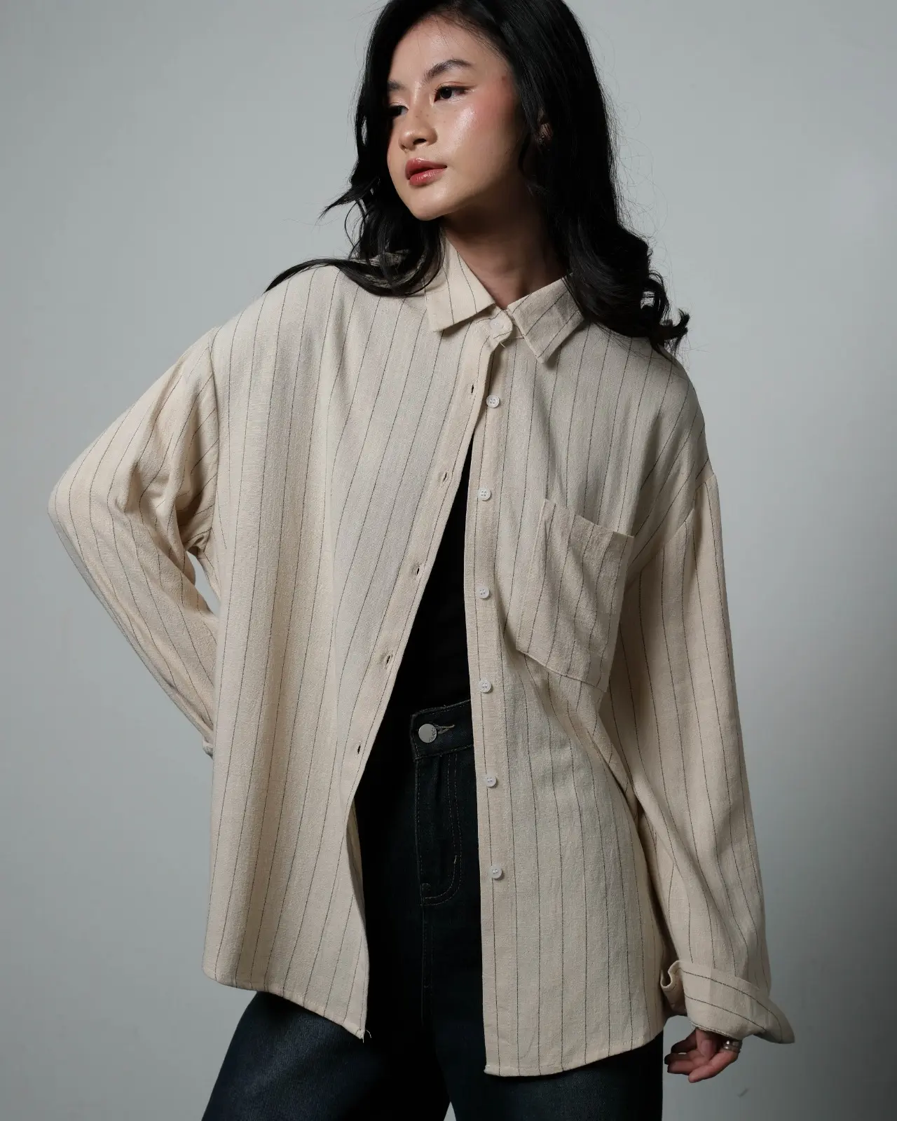 Quinara Stripe Shirt Kode 2033 Cream