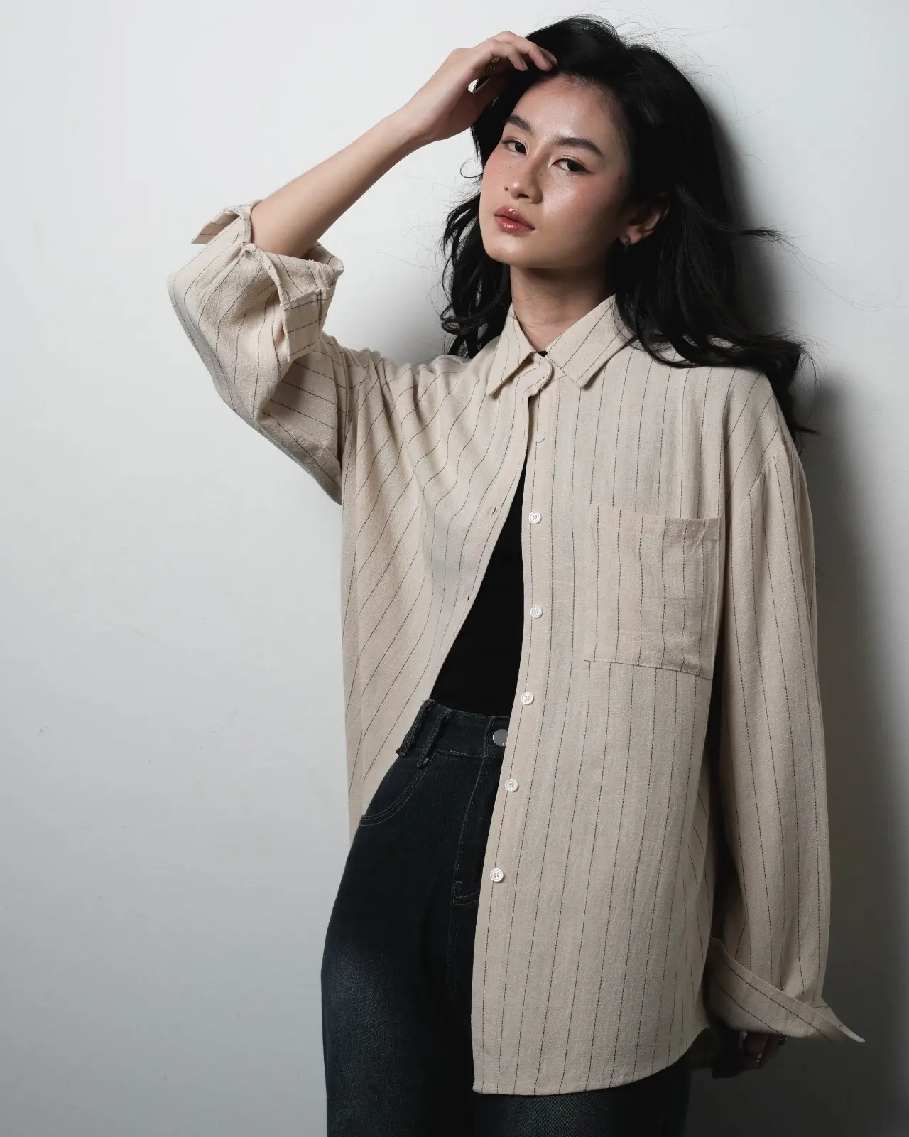 Quinara Stripe Shirt Kode 2033 Cream - Image 2