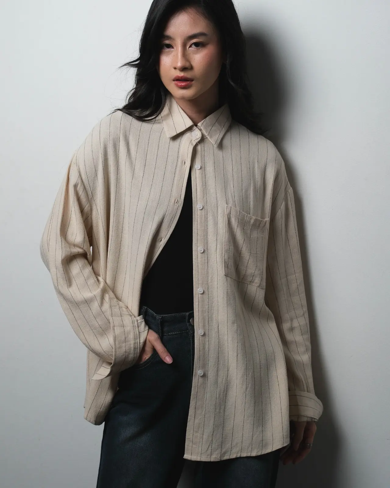 Quinara Stripe Shirt Kode 2033 Cream - Image 3